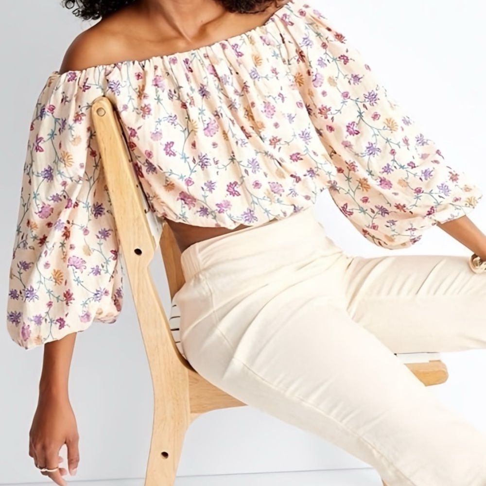 Future Collective Floral Off-Shoulder Balloon Blouse